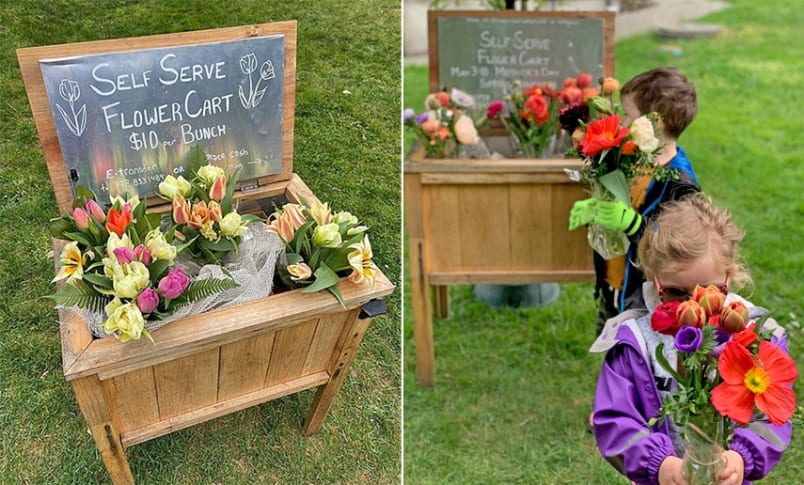 Self-serve flower cart in North Vancouver delights neighbours