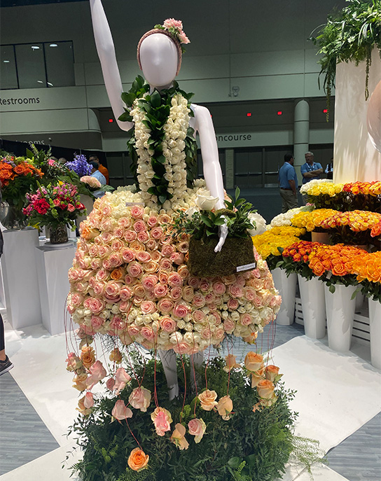 Display at Global producr and floral show fresh floral dress