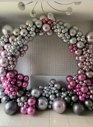 moon hoop covered in balloons 