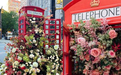 Iconic Red London Phone Booths Inspire Floral Artists