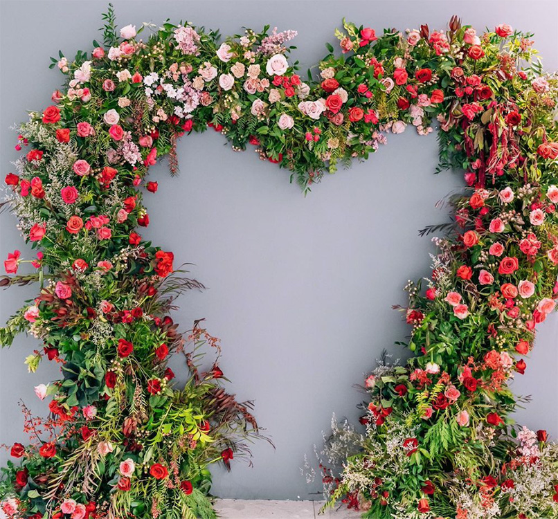 Heart shaped floral archway