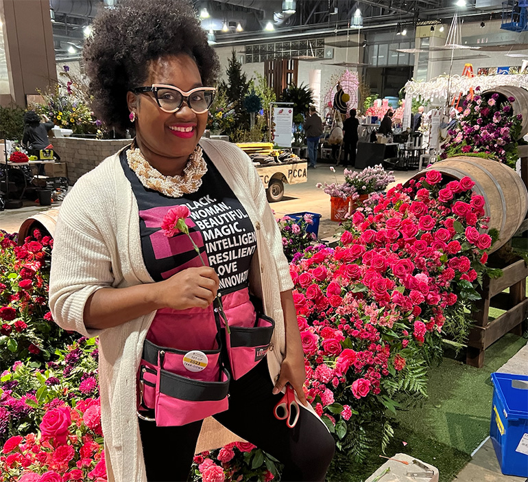 florist working on her display