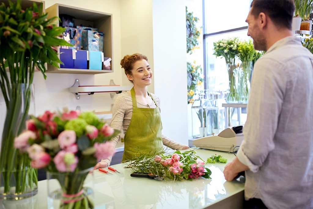 customer at a flower shop