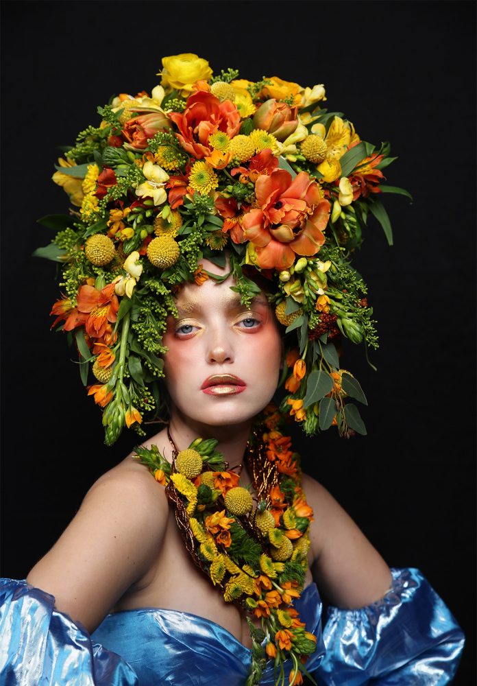 floral headdress and necklace
