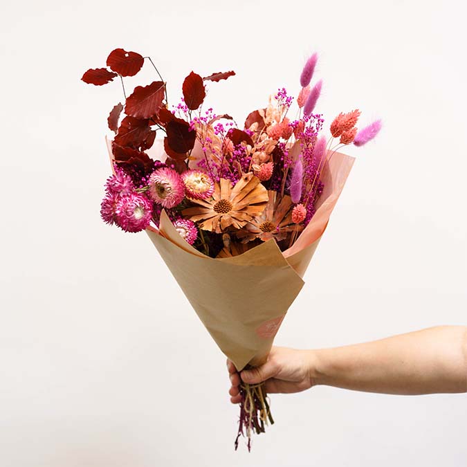 Dried Boho Flower Bouquet made out of Ornamental Grass & Blue Globe Thistles