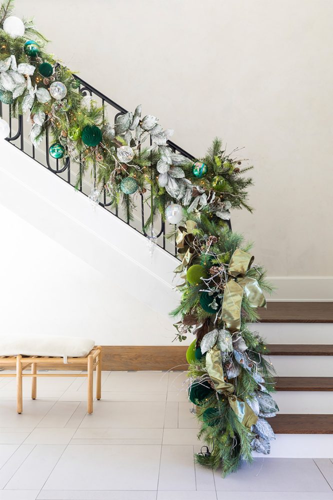 staircase with garland