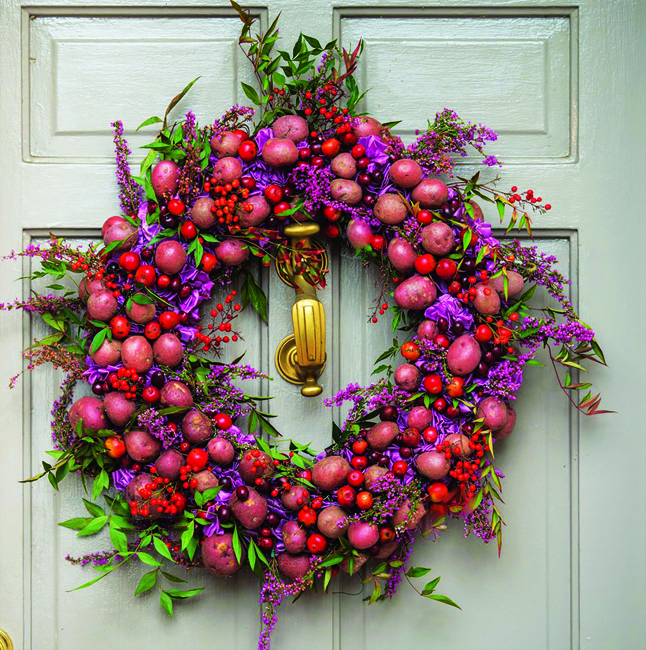 wreath
 with purple potatoes