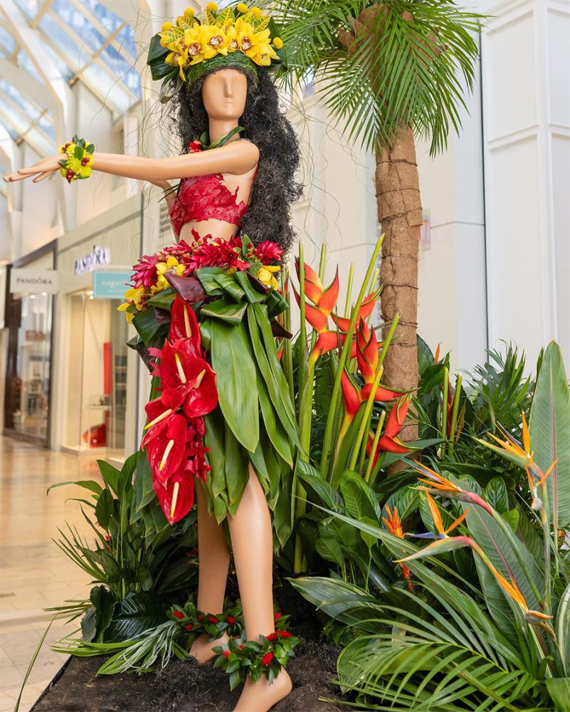 a floral display manequin
