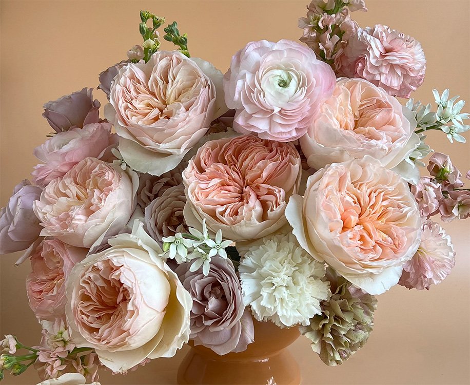 garden rose arrangement